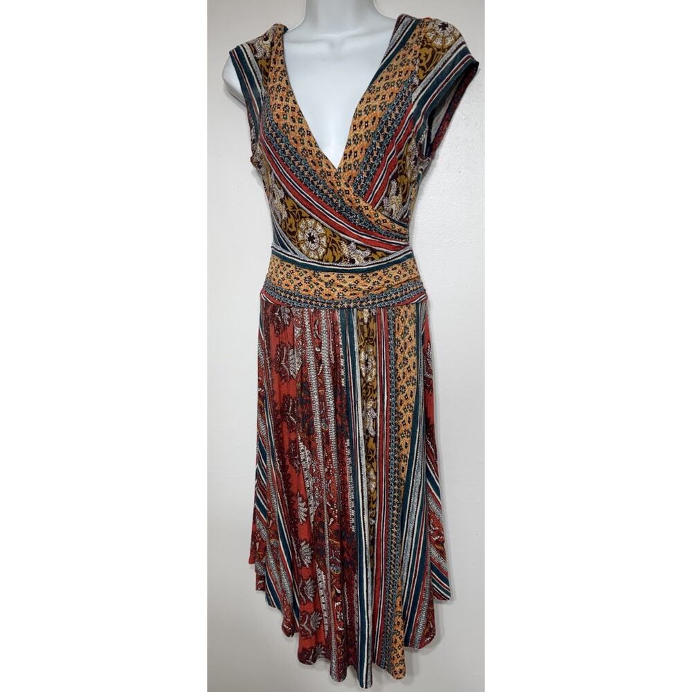 Anthropologie Maeve Tamera Surplice Dress Midi Fit Flare Women’s XS Sleeveless - Picture 2 of 10